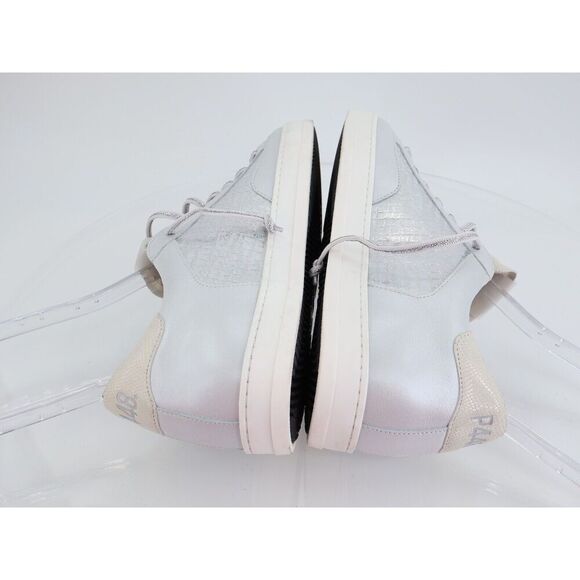 P448 John T Grey Leather Gray Silver Croc Embossed Low Top Sneakers Size 42 11 - Picture 12 of 12